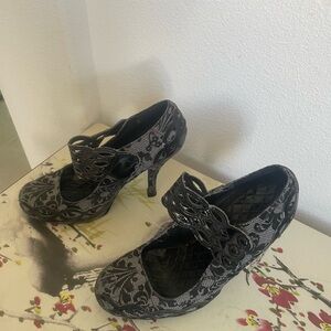 Penthouse by Ellie Black and Gray Mary Jane Stiletto Heels